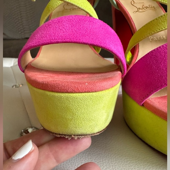 Christian Louboutin Loubi Bee Alta 130 Suede Pink Platform Sandal Heel Size 38 - Picture 10 of 16